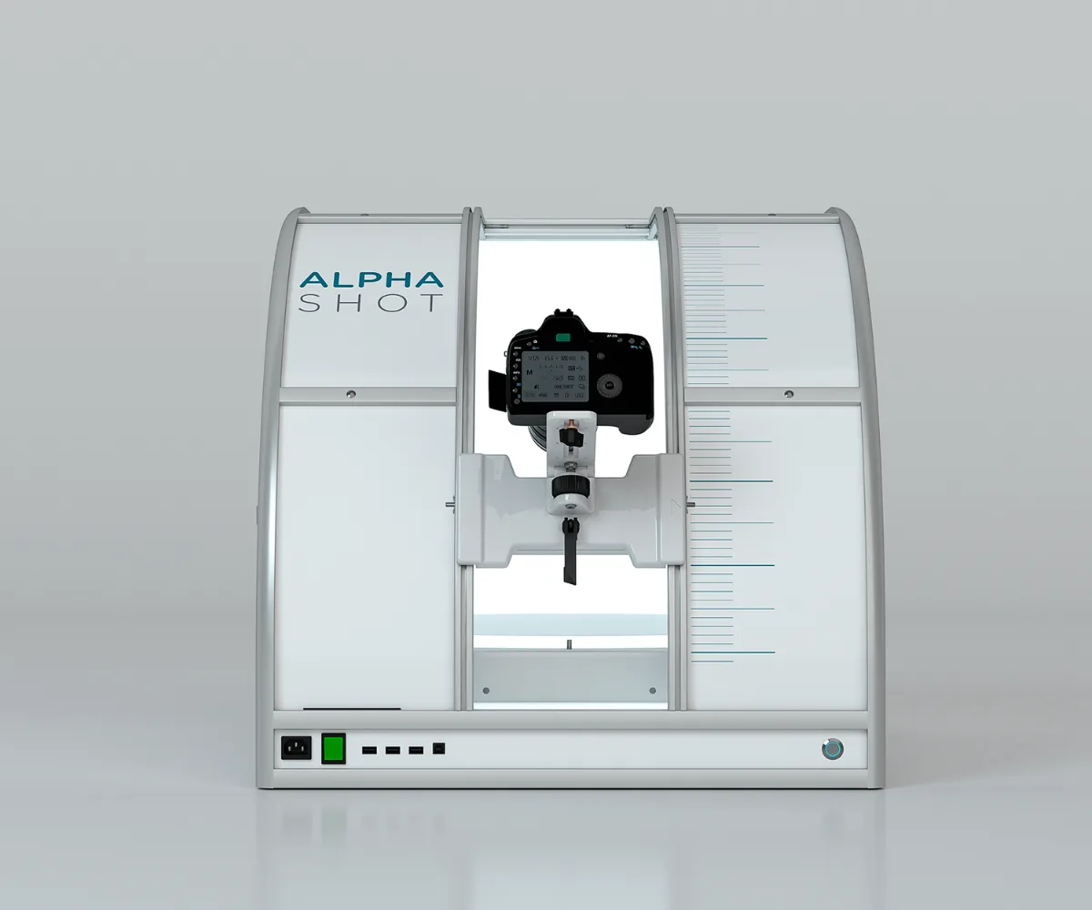 Alphashot 360 front view with camera mounted
