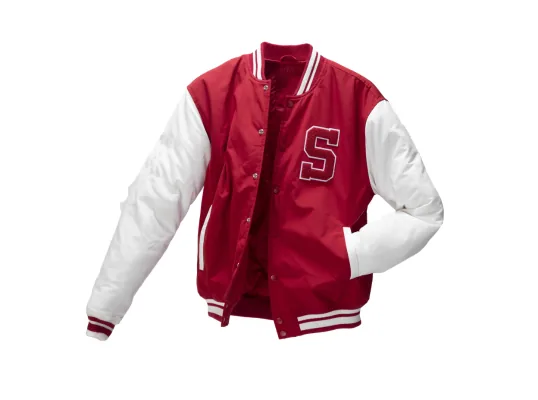 Varsity jacket photographed as a 2D still