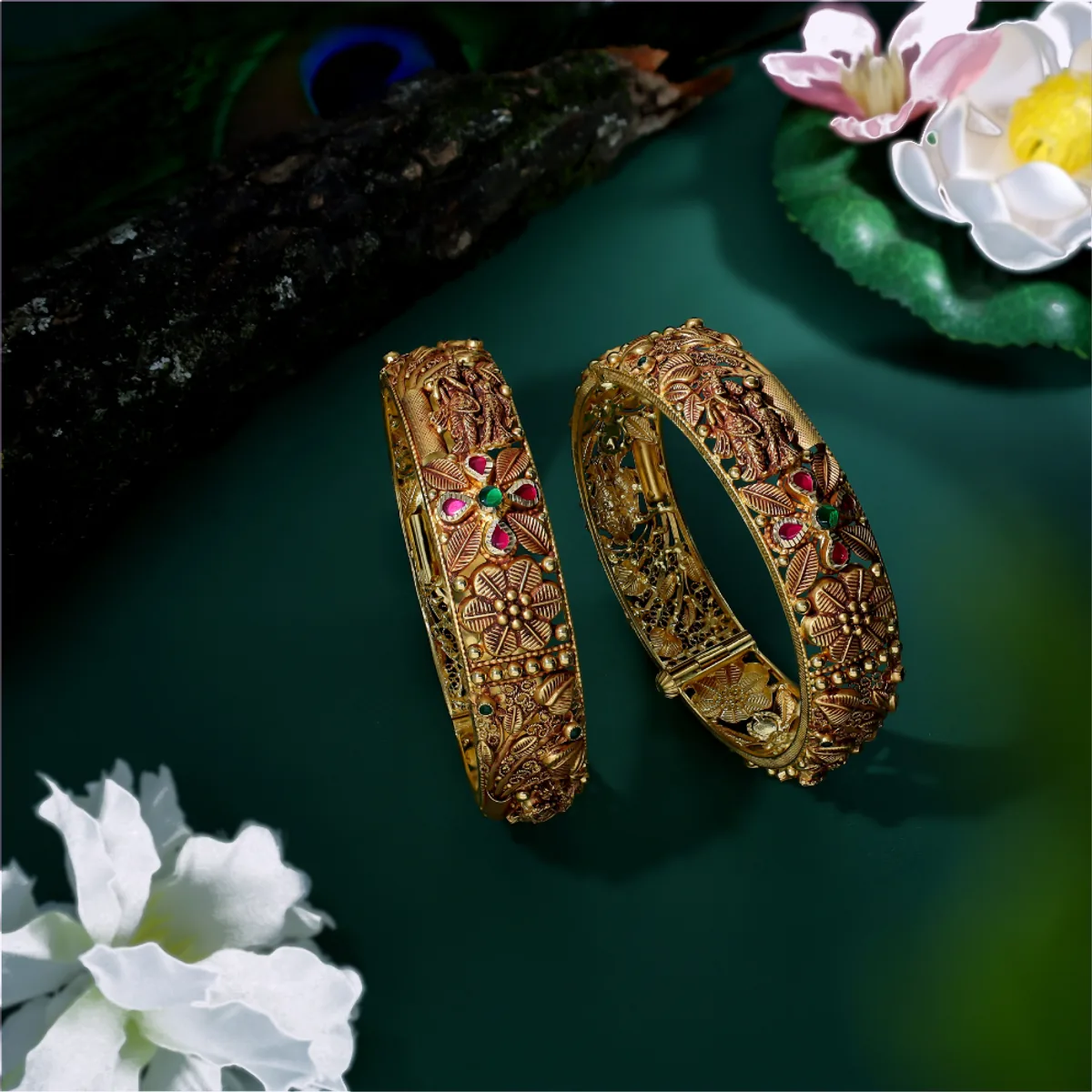 Pair of gold antique bangles